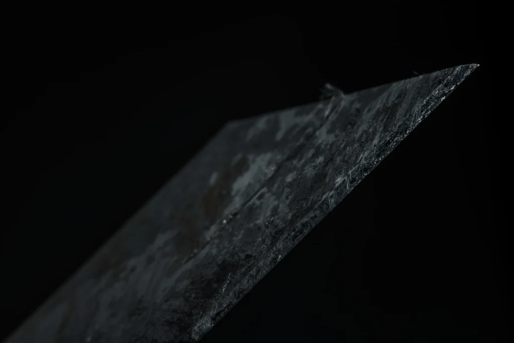 Close-up of a steel knife blade