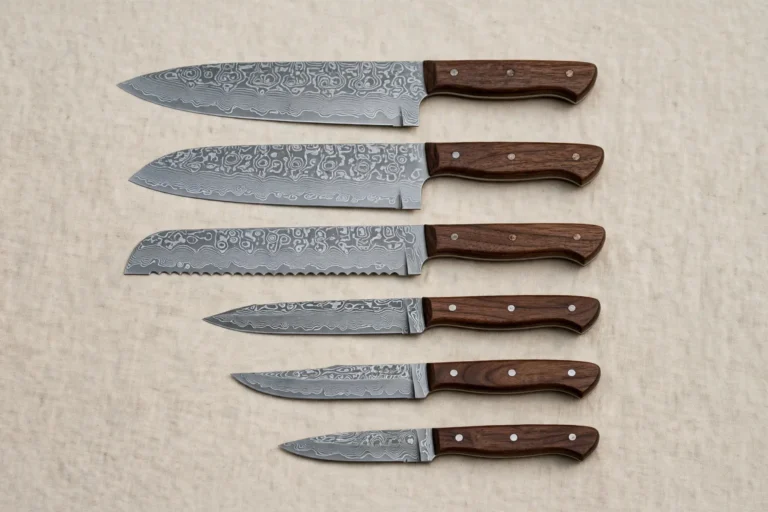 6-Piece Damascus steel Blades & wooden Handles chef Knife set