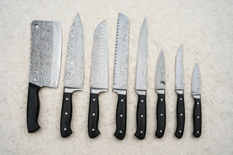 8-Pieces Damascus steel Blades & Micarta Handles chef knife Set