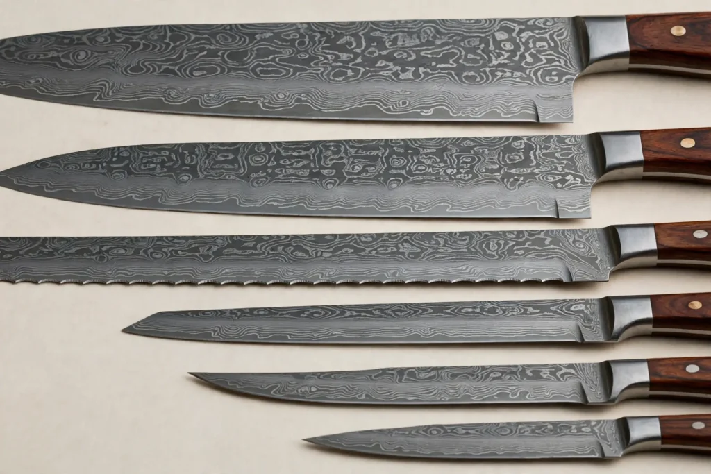 6-Piece  Damascus Steel Blades and Wooden Handles chef Knife Set, picture 3