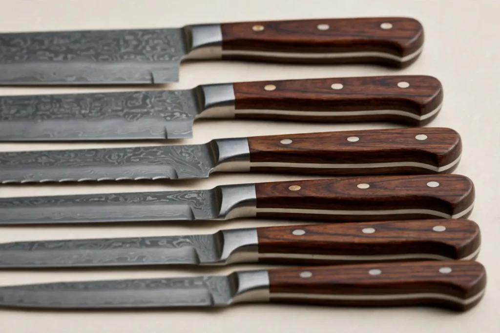 6-Piece  Damascus Steel Blades and Wooden Handles chef Knife Set, picture 4