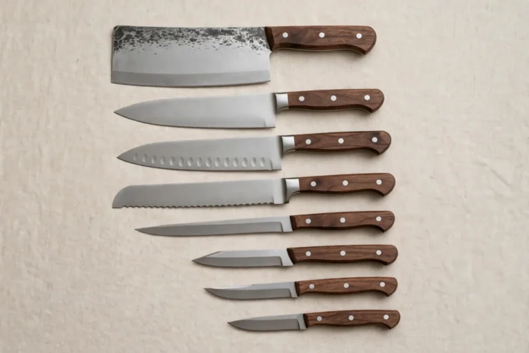 8-Piece Carbon Steel Blades and wooden Handles Chef Knife Set