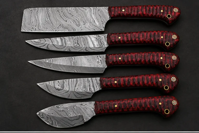 5-Pieces Damascus Steel Blades & Micarta Handles Chef knife set